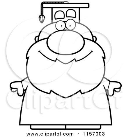 Cartoon Clipart Of A Black And White Senior Professor - Vector Outlined Coloring Page by Cory Thoman