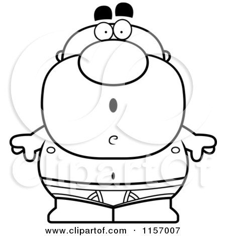 Cartoon Clipart Of A Black And White Man in Underwear - Vector Outlined Coloring Page by Cory Thoman