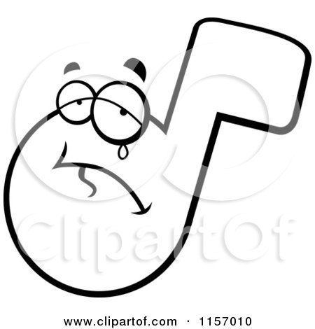 Cartoon Clipart Of A Black And White Sad Crying Note - Vector Outlined Coloring Page by Cory Thoman