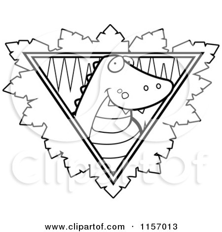 Cartoon Clipart Of A Black And White Safari Crocodile Logo - Vector Outlined Coloring Page by Cory Thoman