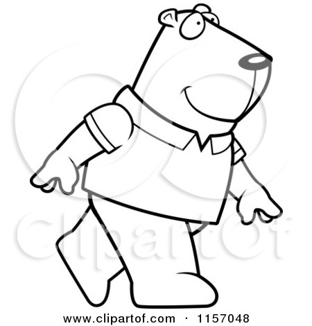 Cartoon Clipart Of A Black And White Groundhog Wearing a Shirt and Walking Upright - Vector Outlined Coloring Page by Cory Thoman