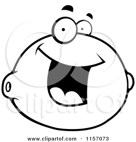 Cartoon Clipart Of A Black And White Happy Smiling Lemon - Vector Outlined Coloring Page by Cory Thoman