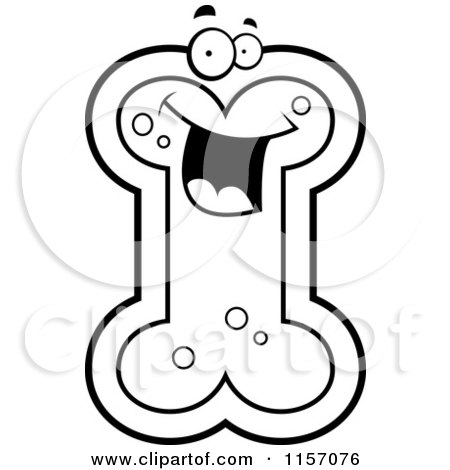 Cartoon Clipart Of A Black And White Happy Smiling Dog Biscuit Character - Vector Outlined Coloring Page by Cory Thoman