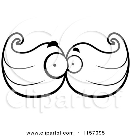 Cartoon Clipart Of A Black And White Mustache Face Character - Vector Outlined Coloring Page by Cory Thoman