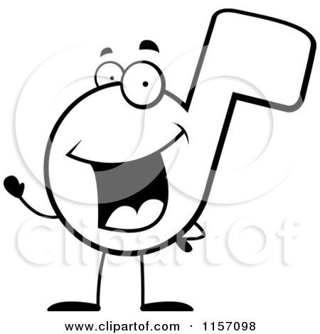 Cartoon Clipart Of A Black And White Happy Waving Music Note - Vector Outlined Coloring Page by Cory Thoman