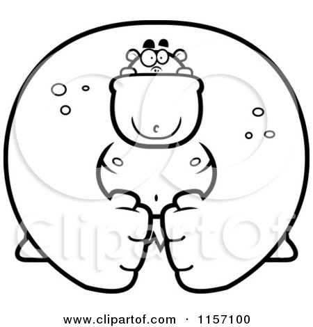 Cartoon Clipart Of A Black And White Huge Ogre - Vector Outlined Coloring Page by Cory Thoman