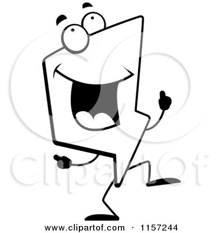 Cartoon Clipart Of A Black And White Happy Lightning Character Dancing - Vector Outlined Coloring Page by Cory Thoman