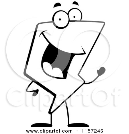 Cartoon Clipart Of A Black And White Happy Lightning Character Waving - Vector Outlined Coloring Page by Cory Thoman