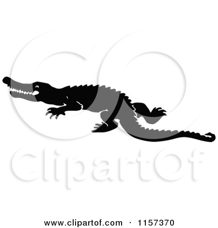 Clipart of a Silhouetted Crocodile - Royalty Free Vector Illustration by Prawny Vintage