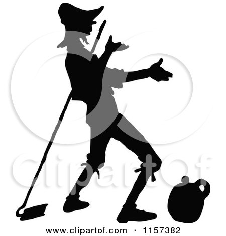 Clipart of a Silhouetted Country Bumpkin Man - Royalty Free Vector Illustration by Prawny Vintage