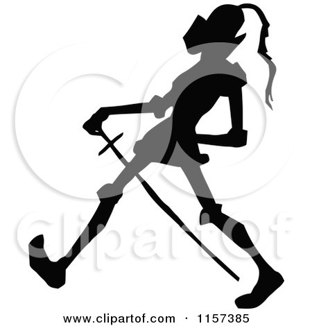 Clipart of a Silhouetted Walking Knight - Royalty Free Vector Illustration by Prawny Vintage