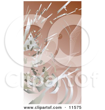 Silver Technology Scraps Exploding Over Brown Clipart Illustration by AtStockIllustration