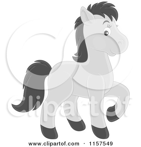 Cartoon of a Cute Gray Horse - Royalty Free Vector Illustration by Alex Bannykh