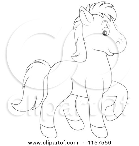Cartoon of a Cute Outlined Horse - Royalty Free Vector Illustration by Alex Bannykh