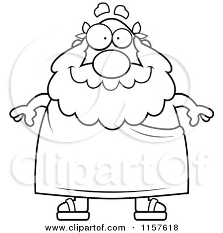 Cartoon Clipart Of A Black And White Chubby Friendly Greek Man - Vector Outlined Coloring Page by Cory Thoman
