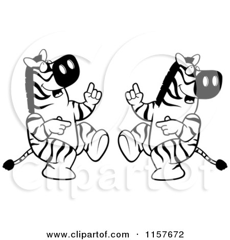 Cartoon Clipart Of A Black And White Dancing Zebra Couple - Vector Outlined Coloring Page by Cory Thoman