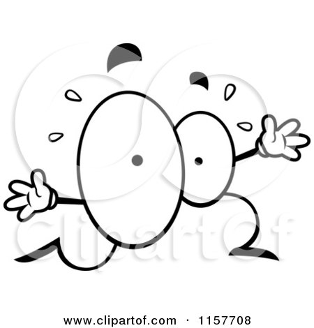 Cartoon Clipart Of A Black And White Pair of Eyes Running - Vector Outlined Coloring Page by Cory Thoman