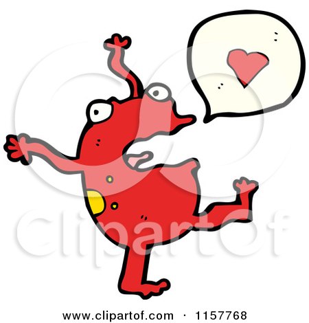 Cartoon of a Red Frog Talking About Love - Royalty Free Vector Illustration by lineartestpilot