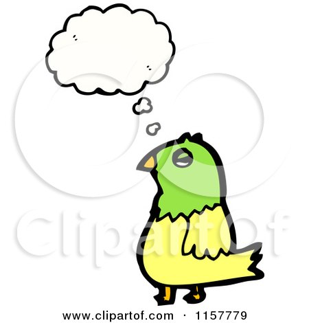 Cartoon of a Thinking Parrot - Royalty Free Vector Illustration by lineartestpilot