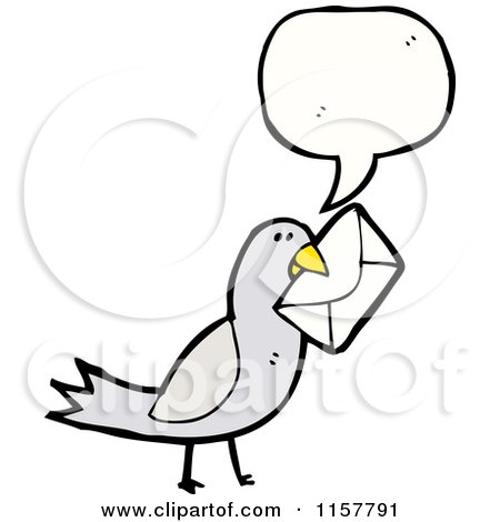 Cartoon of a Talking Mail Bird - Royalty Free Vector Illustration by lineartestpilot