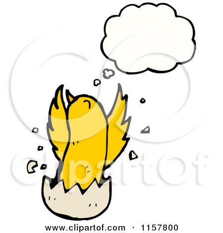 Cartoon of a Thinking Hatching Chick - Royalty Free Vector Illustration by lineartestpilot