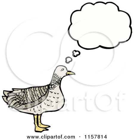 Cartoon of a Thinking Bird - Royalty Free Vector Illustration by lineartestpilot