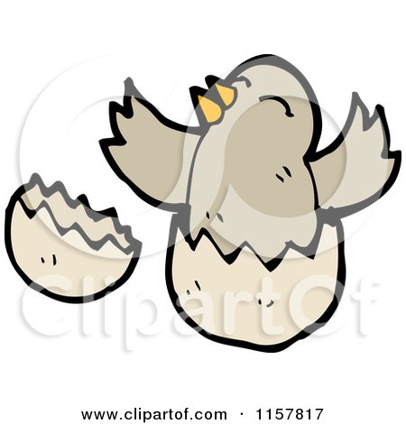 Cartoon of a Hatching Chick - Royalty Free Vector Illustration by lineartestpilot