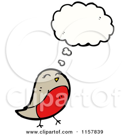 Cartoon of a Thinking Robin Bird - Royalty Free Vector Illustration by lineartestpilot