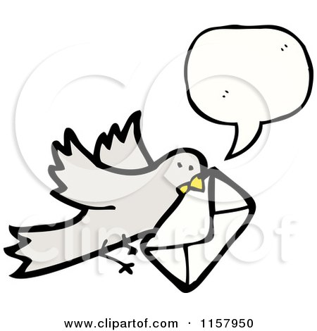 Cartoon of a Talking Mail Bird - Royalty Free Vector Illustration by lineartestpilot