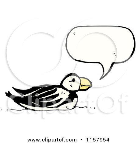 Cartoon of a Talking Puffin Bird - Royalty Free Vector Illustration by lineartestpilot
