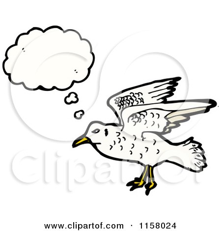 Cartoon of a Thinking Seagull - Royalty Free Vector Illustration by lineartestpilot