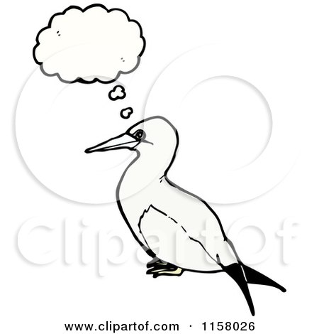 Cartoon of a Thinking Gannet Bird - Royalty Free Vector Illustration by lineartestpilot