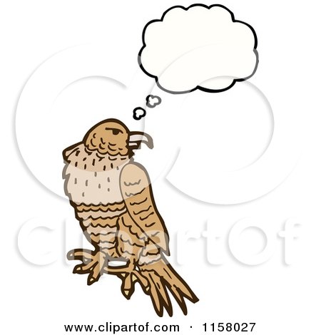 Cartoon of a Thinking Hawk - Royalty Free Vector Illustration by lineartestpilot