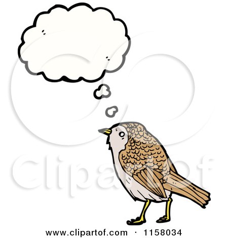Cartoon of a Thinking Bird - Royalty Free Vector Illustration by lineartestpilot