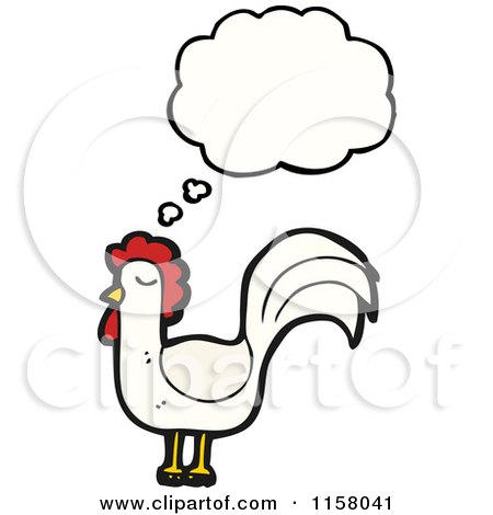 Cartoon of a Thinking White Chicken - Royalty Free Vector Illustration by lineartestpilot