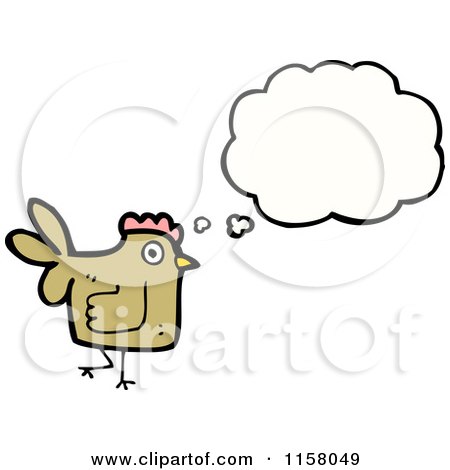 Cartoon of a Thinking Chicken - Royalty Free Vector Illustration by lineartestpilot