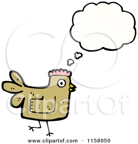 Cartoon of a Thinking Chicken - Royalty Free Vector Illustration by lineartestpilot