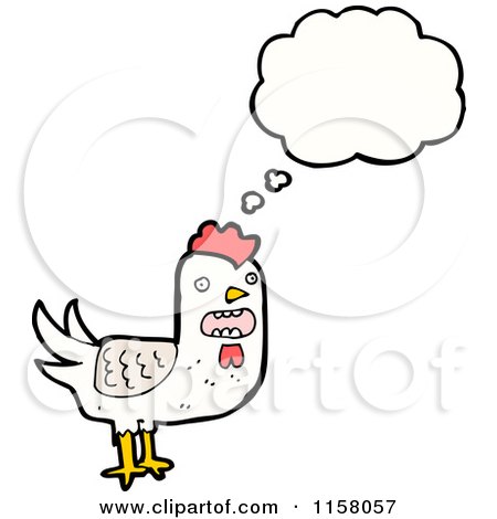 Cartoon of a Thinking White Chicken - Royalty Free Vector Illustration by lineartestpilot