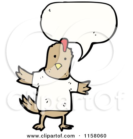 Cartoon of a Talking Chicken in a Shirt - Royalty Free Vector Illustration by lineartestpilot