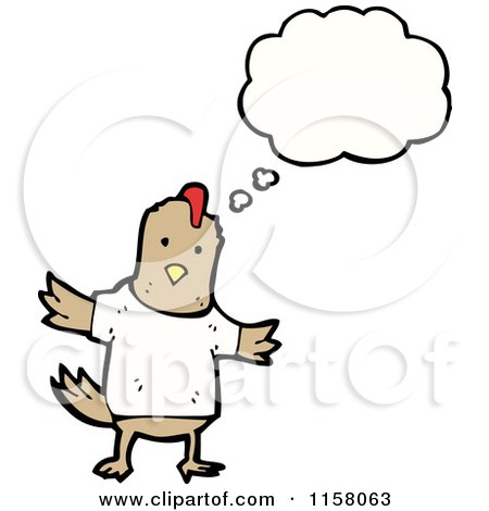 Cartoon of a Thinking Chicken in a Shirt - Royalty Free Vector Illustration by lineartestpilot