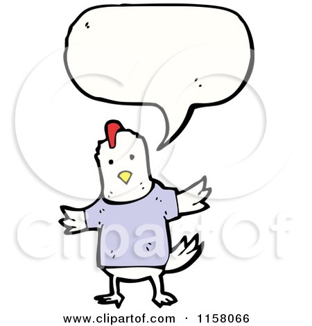 Cartoon of a Talking White Chicken in a Shirt - Royalty Free Vector Illustration by lineartestpilot