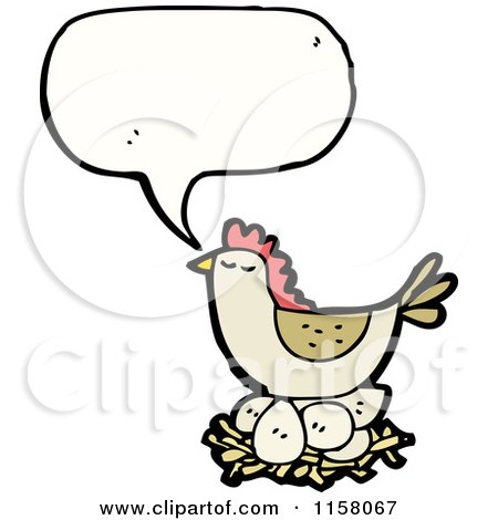 Cartoon of a Talking Chicken on a Nest - Royalty Free Vector Illustration by lineartestpilot