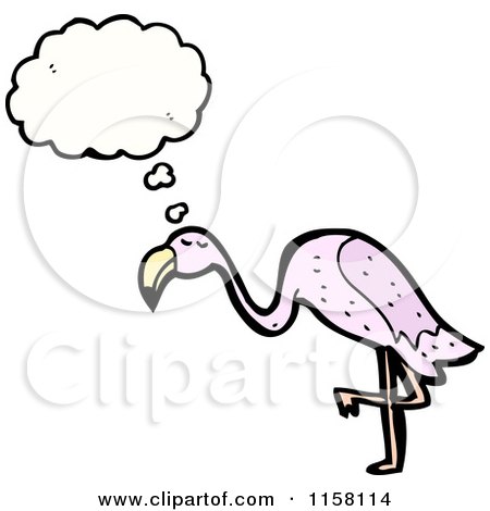 Cartoon of a Thinking Pink Flamingo - Royalty Free Vector Illustration by lineartestpilot