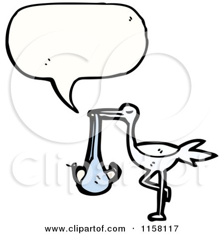 Cartoon of a Talking Stork with a Baby Boy - Royalty Free Vector Illustration by lineartestpilot