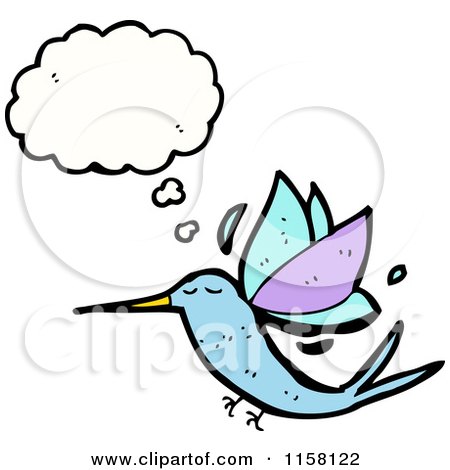 Cartoon of a Thinking Hummingbird - Royalty Free Vector Illustration by lineartestpilot