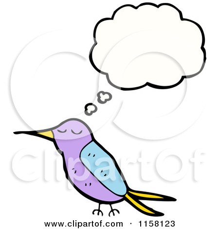Cartoon of a Thinking Hummingbird - Royalty Free Vector Illustration by lineartestpilot