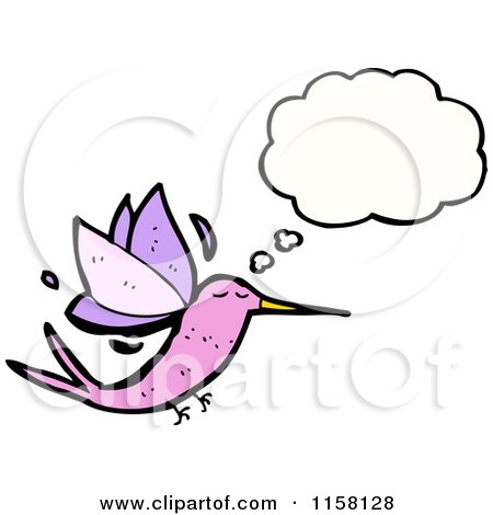 Cartoon of a Thinking Hummingbird - Royalty Free Vector Illustration by lineartestpilot