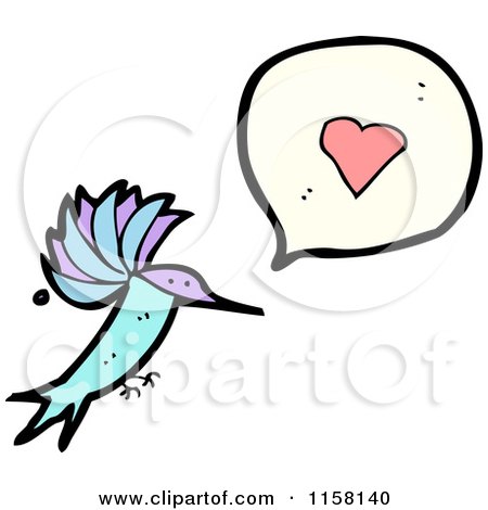 Cartoon of a Hummingbird Talking About Love - Royalty Free Vector Illustration by lineartestpilot