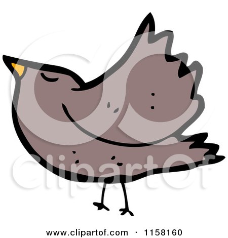 Cartoon of a Black Bird - Royalty Free Vector Illustration by lineartestpilot
