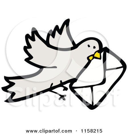 Cartoon of a Mail Bird - Royalty Free Vector Illustration by lineartestpilot